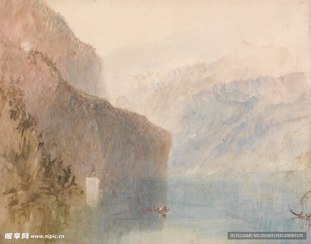 山水间的静谧泛舟景象