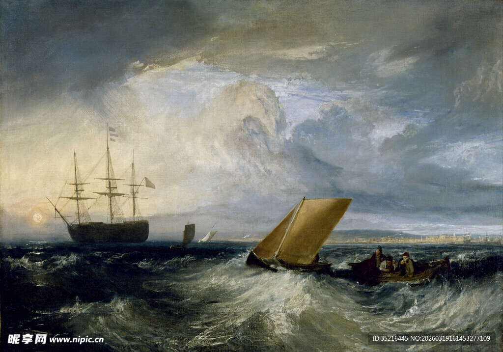 海上风暴中的船只景象