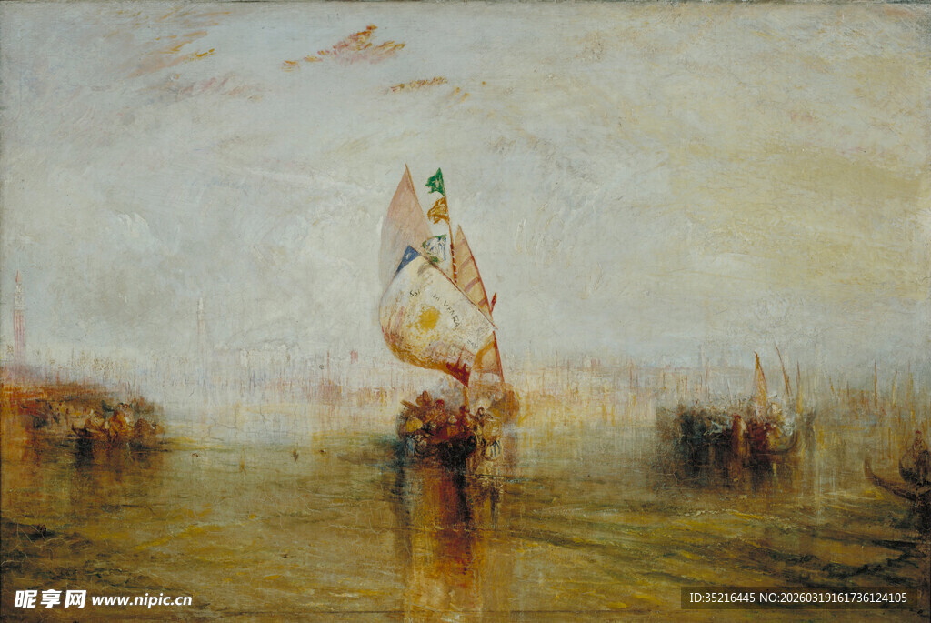 海上帆船风景油画