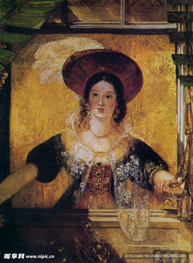 古典装扮女士肖像画