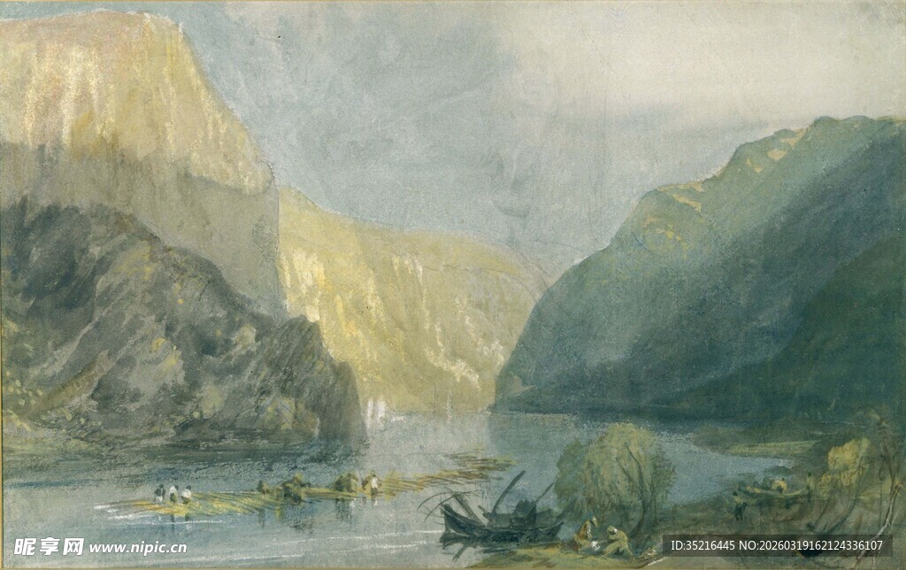 山水间的行舟景致