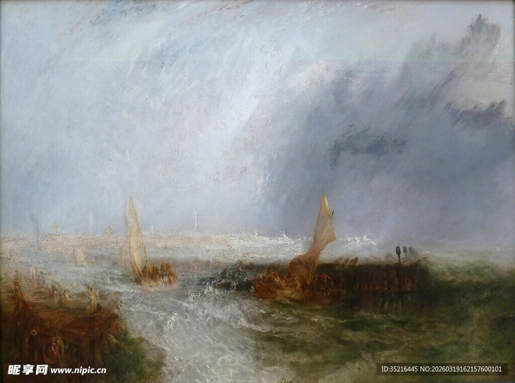 海上风暴中的船只景象