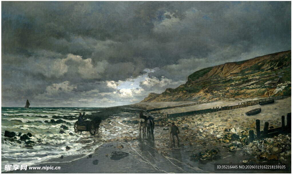 阴沉海岸边的蜿蜒小路