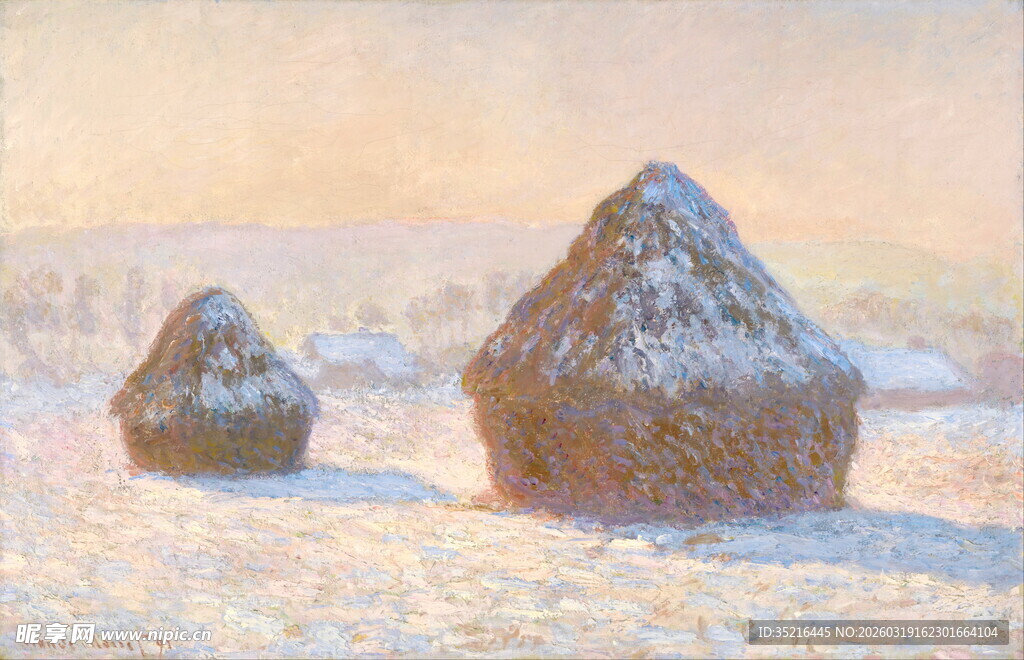 冬日田野中的干草堆