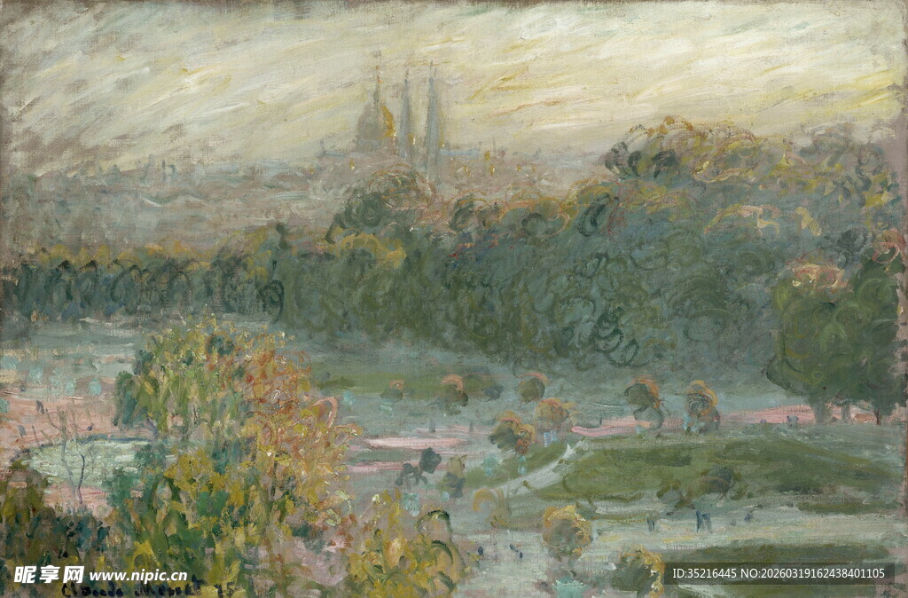 田园风光油画风景图