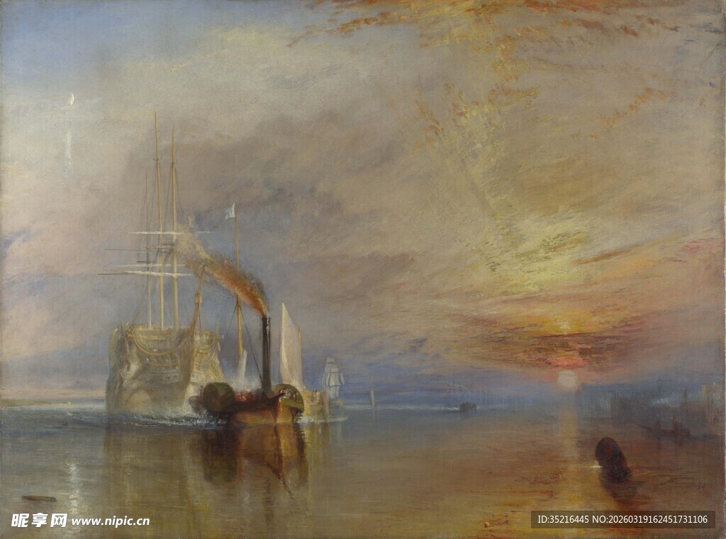 海上夕阳下的船只景象