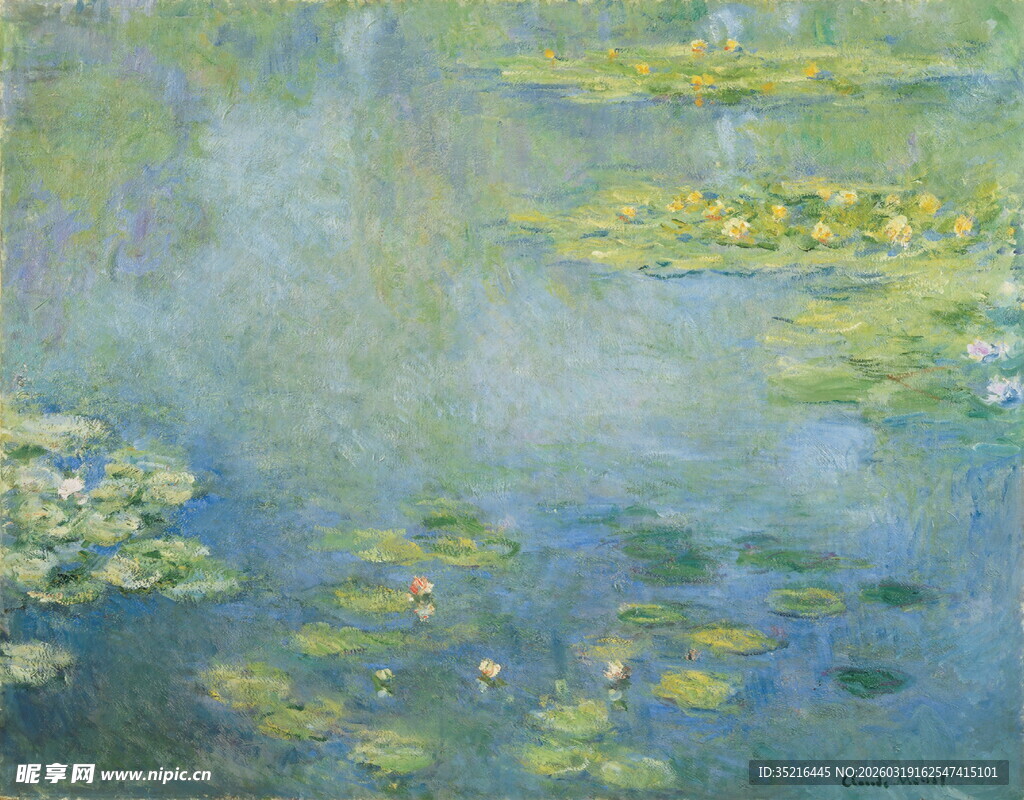 莫奈睡莲画作局部