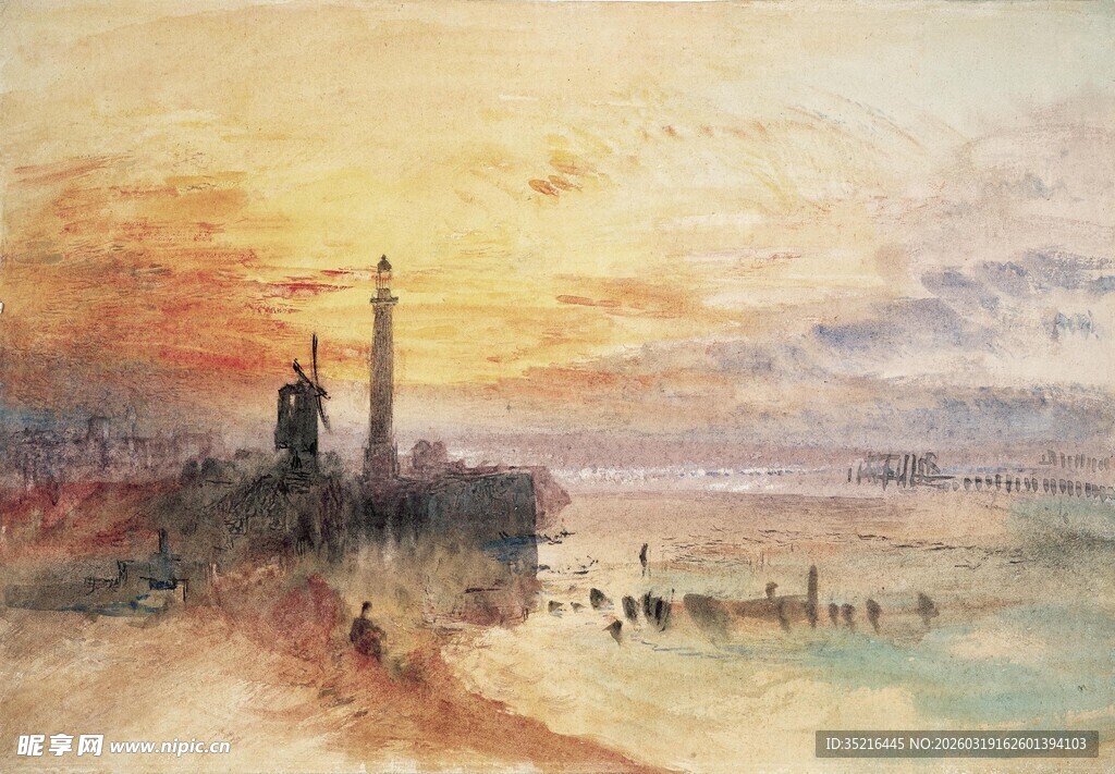 海边日落时的浪漫景象