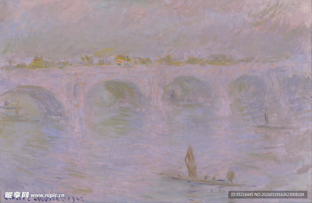 印象派风格的桥梁水景图