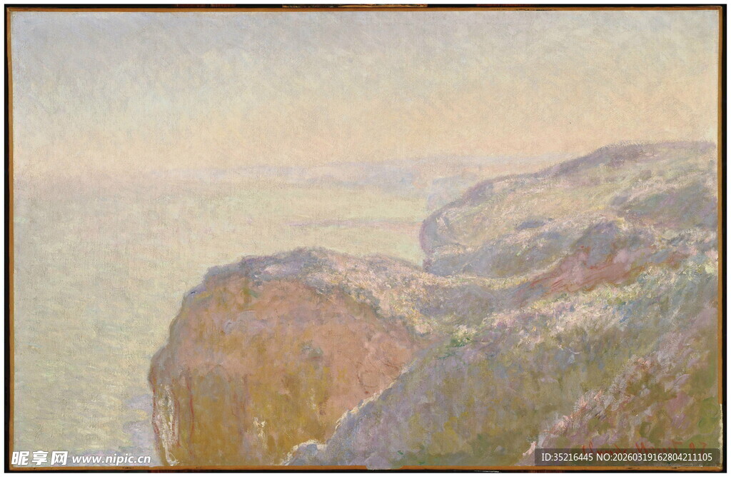 海边悬崖风景油画