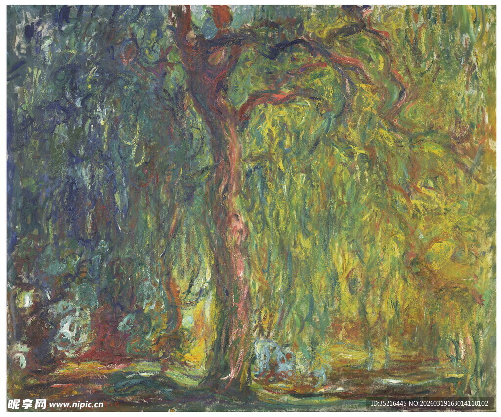 印象派风格树木风景画作