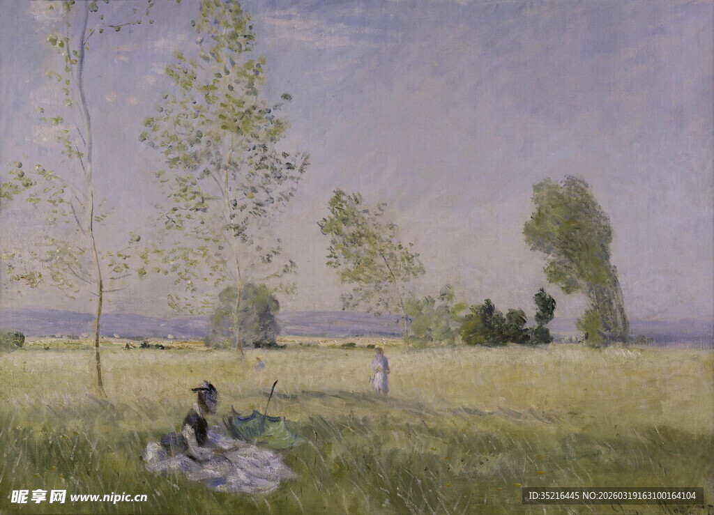 田园草地休憩风景图