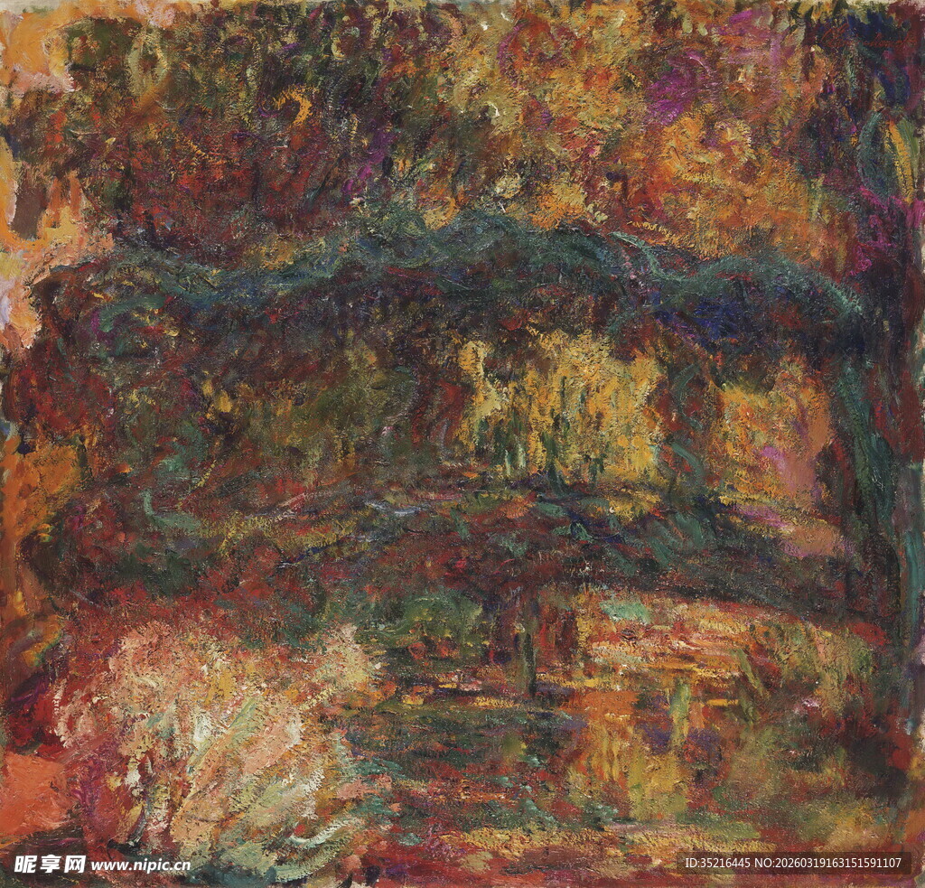 印象派风格的桥景画作