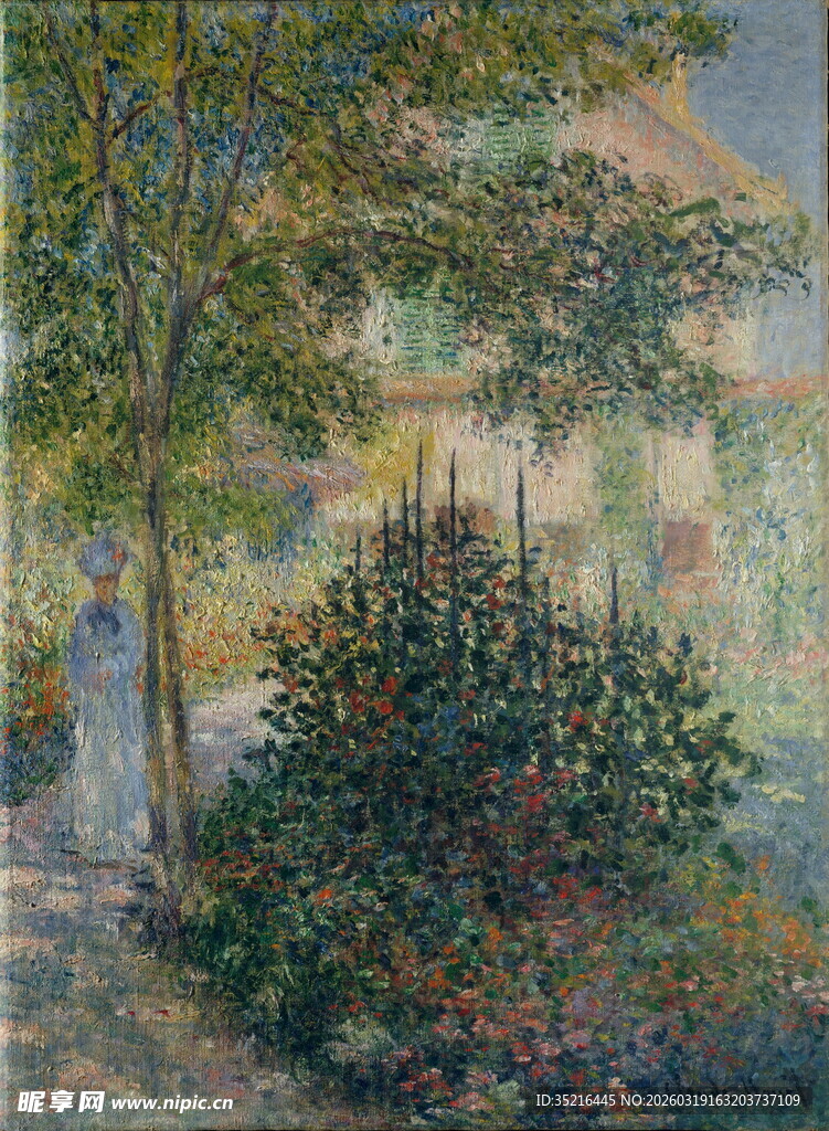 乡村庭院风景油画