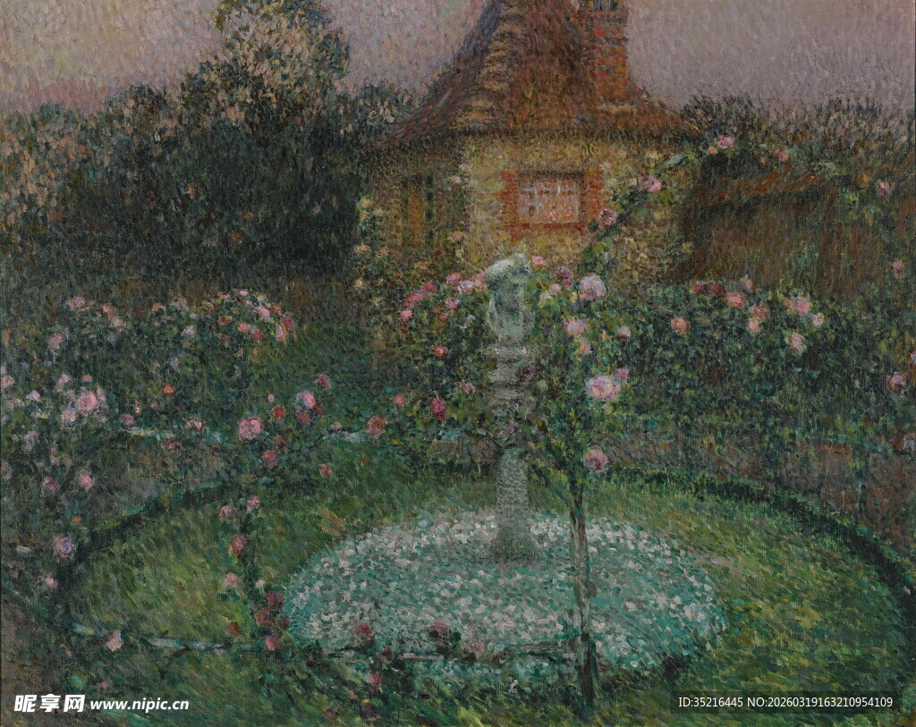 梦幻花园中的喷泉景致