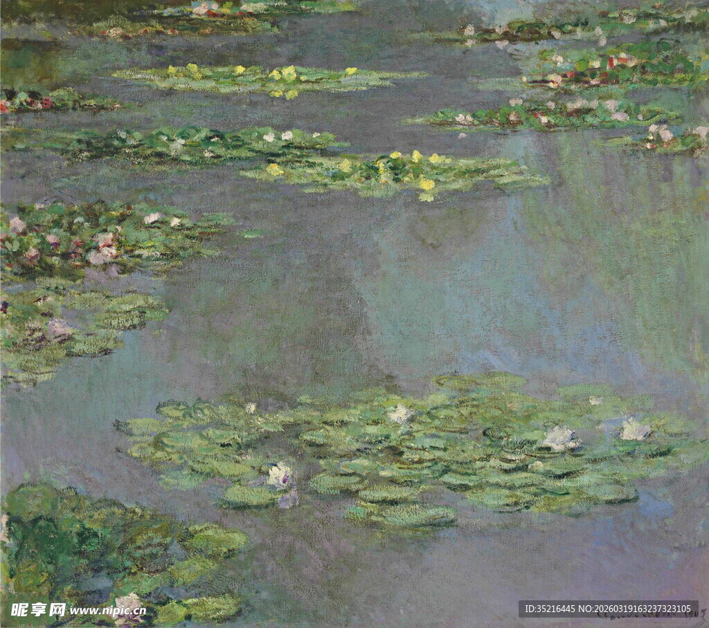 莫奈睡莲画作局部