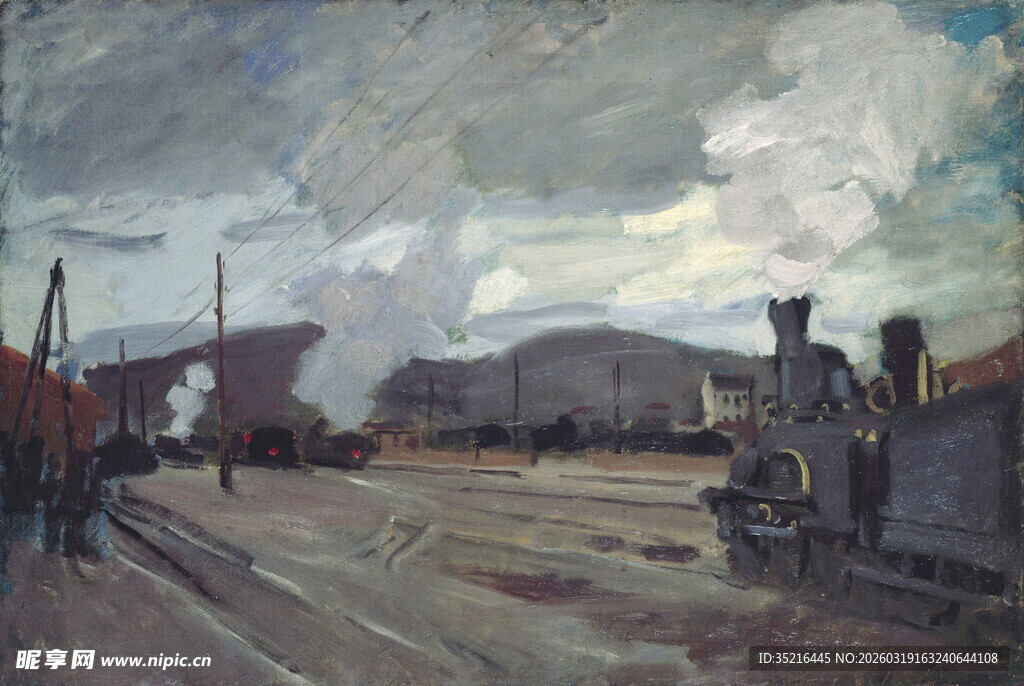 工业场景油画风格景象