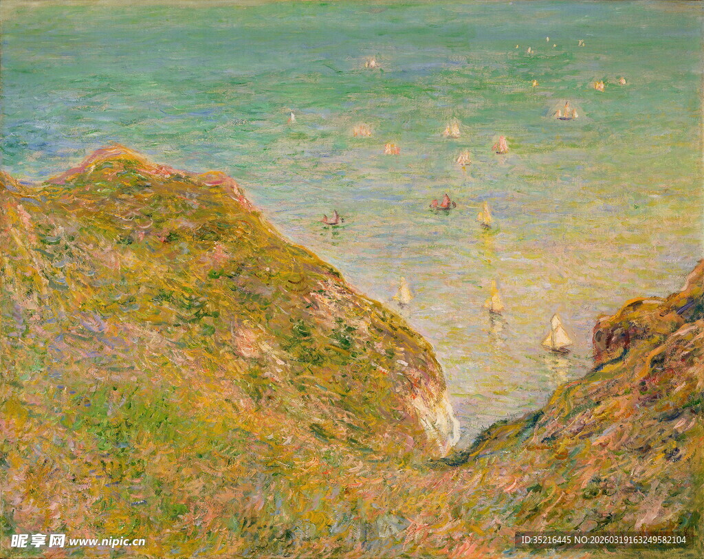 海边山丘风景油画