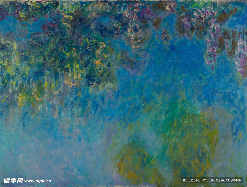 梦幻蓝色抽象水彩画