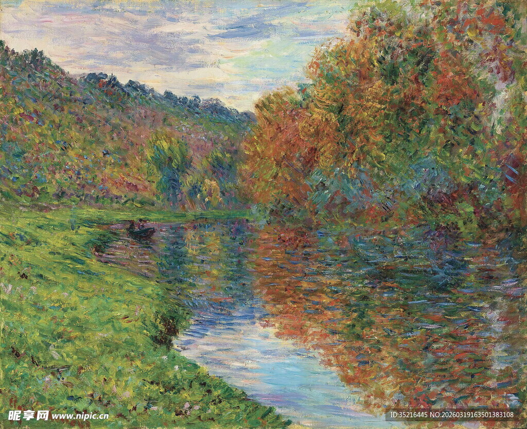 秋日河畔风景画卷