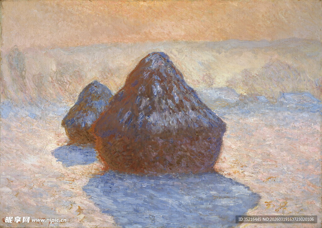 冬日田野中的草垛景观