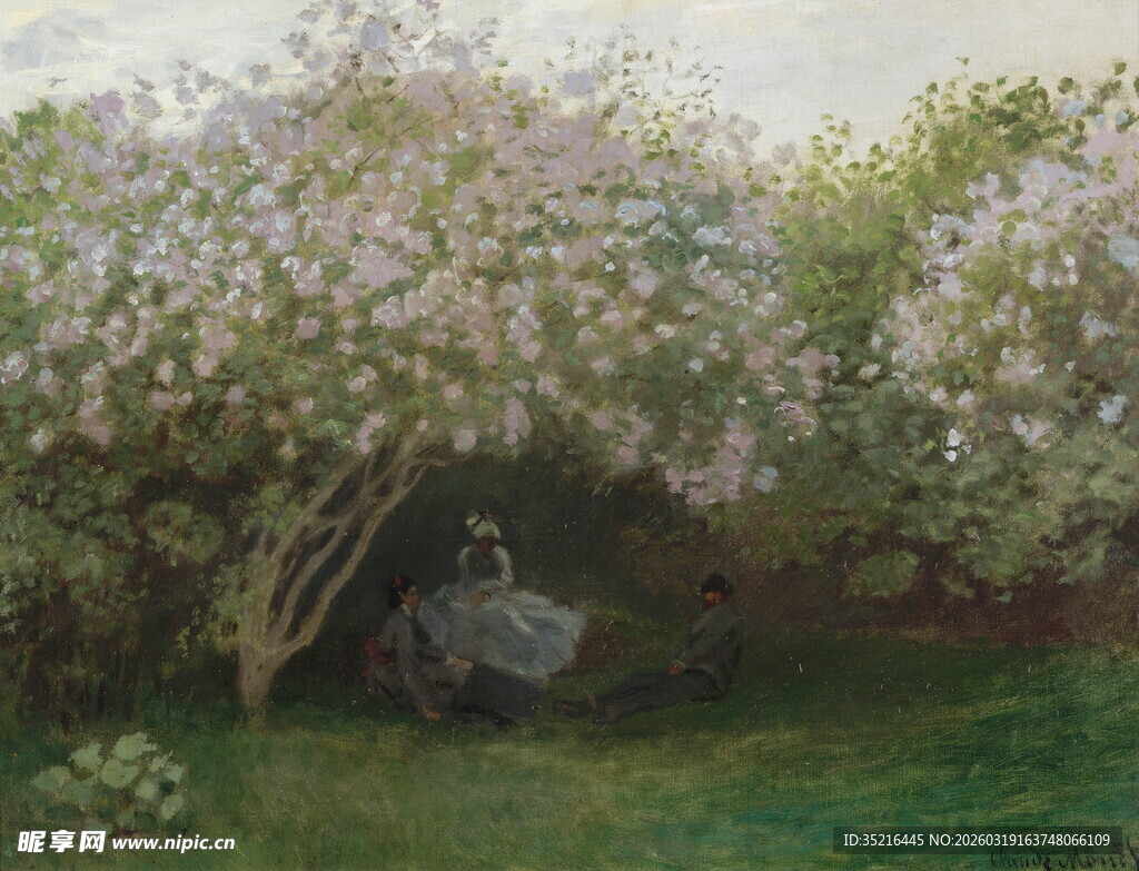 花园中休憩的女子