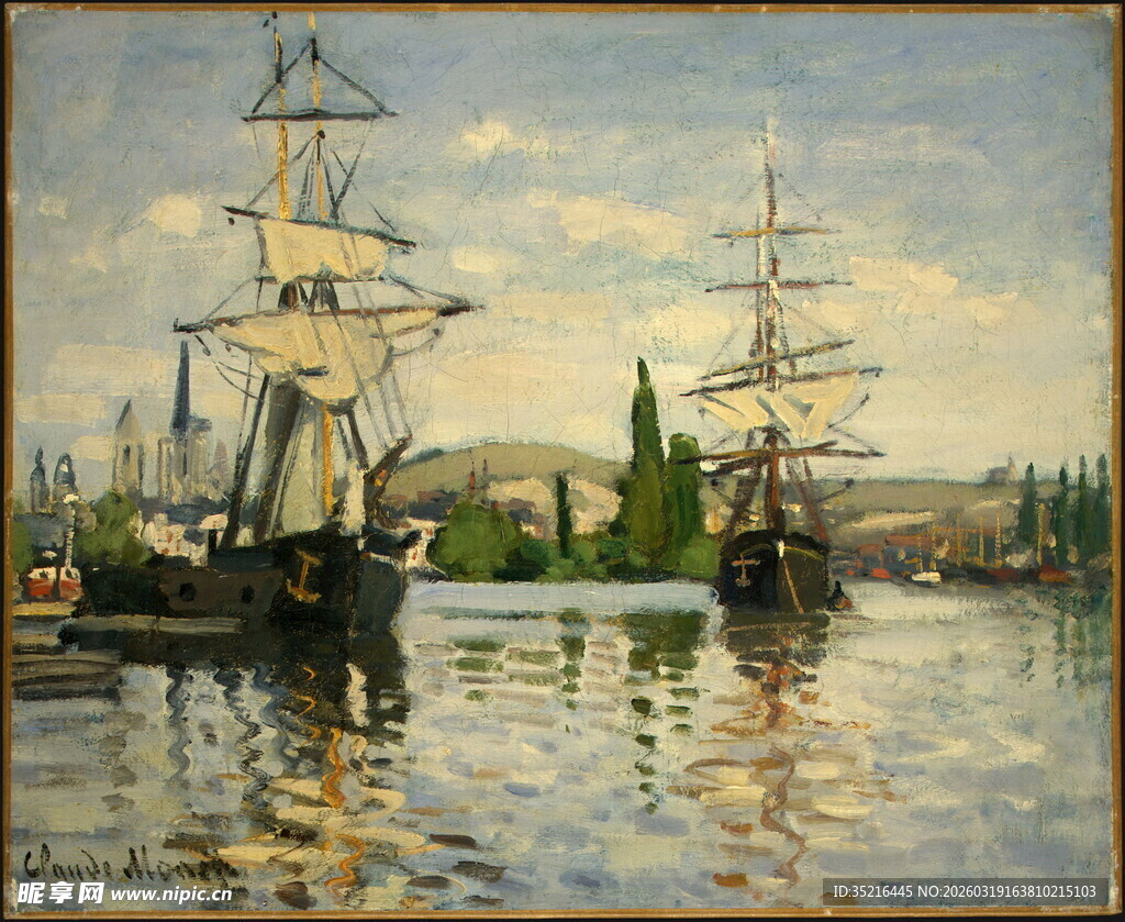 港口中的古典帆船景象