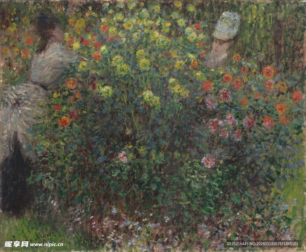 老人花丛间专注劳作