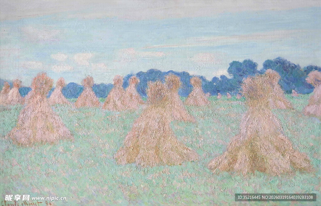 田野中的麦垛风景