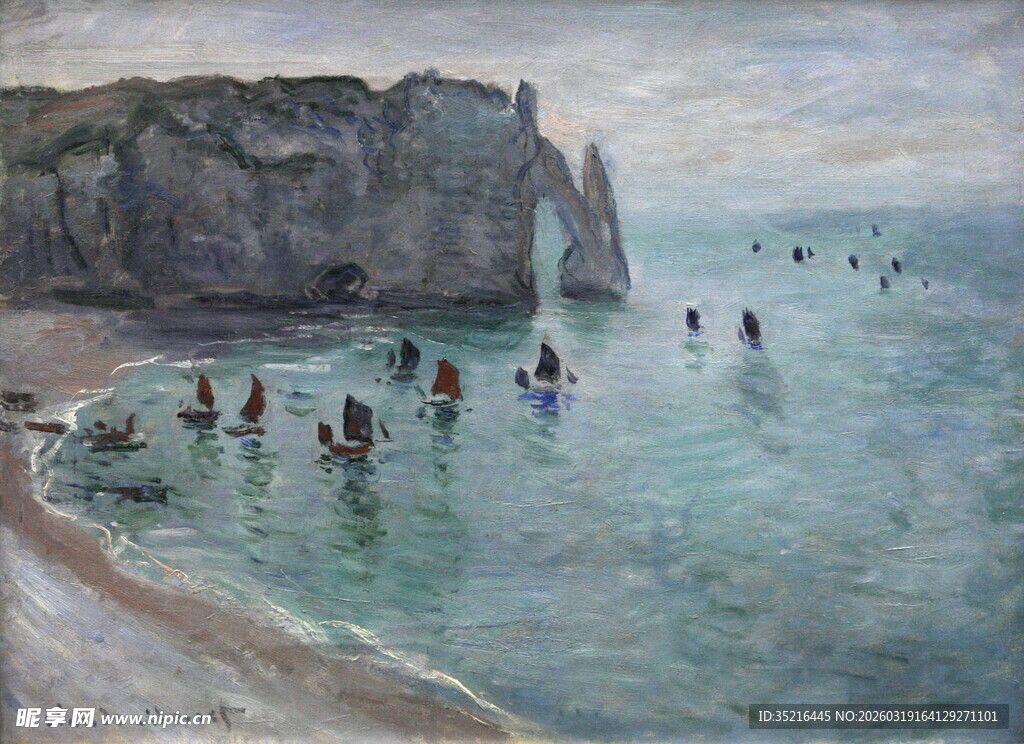 海边峭壁下的戏水场景