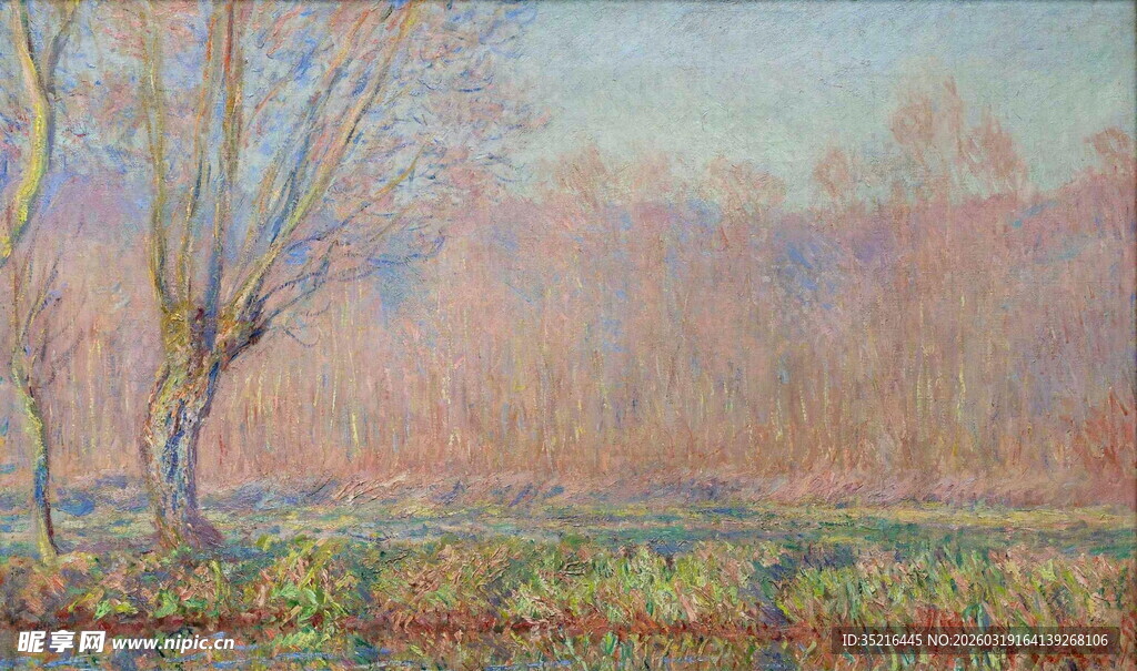 秋日田野孤树风景图