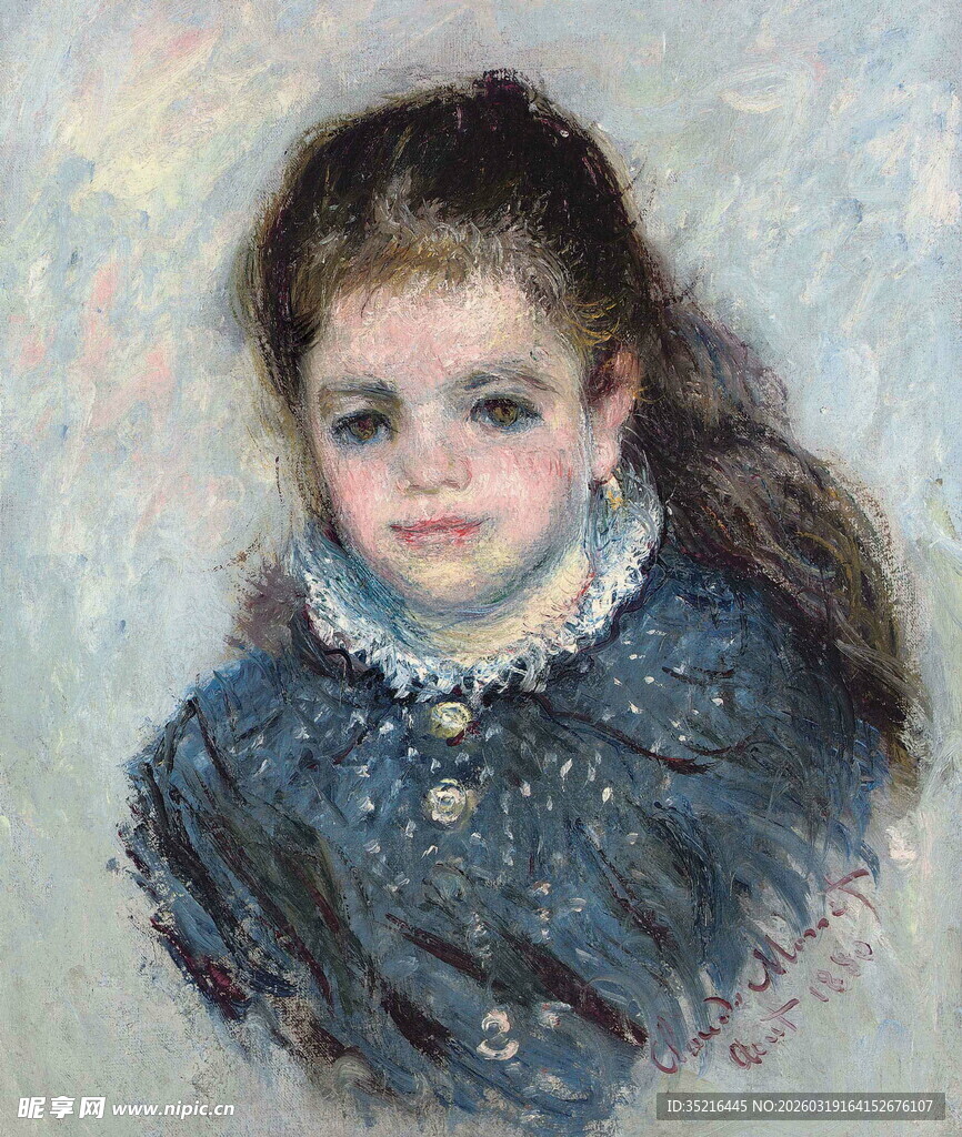 穿蓝衣的可爱小女孩