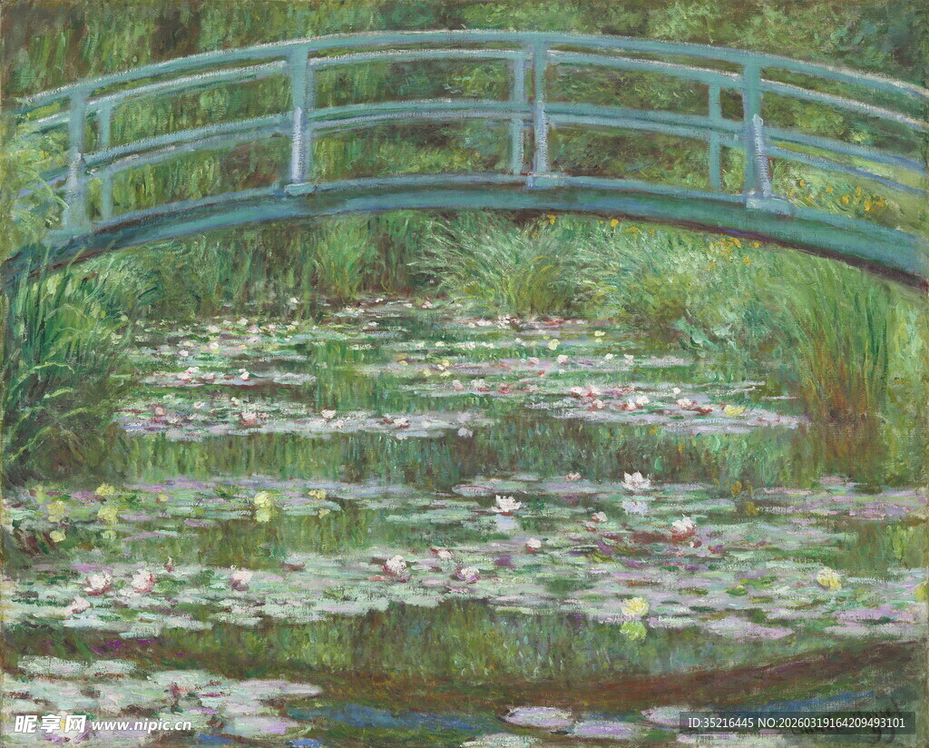 莫奈睡莲桥油画风景