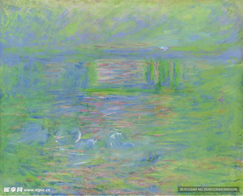 印象派风格的朦胧水景画