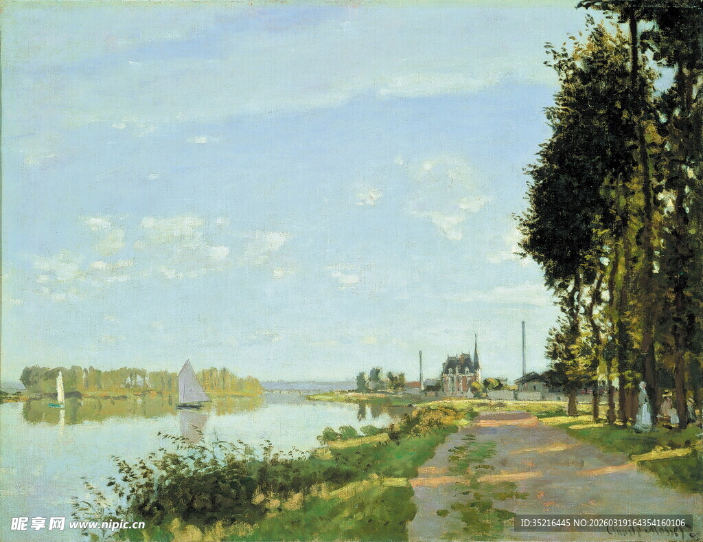 河畔小路风景图