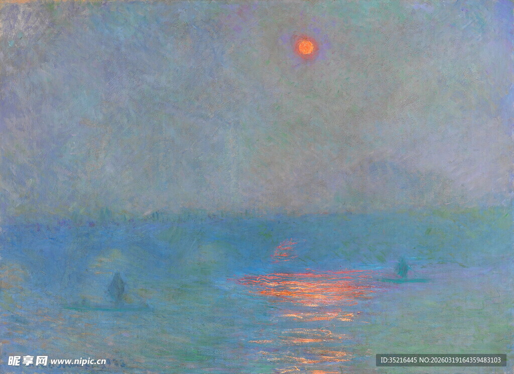 日出海面的朦胧景象