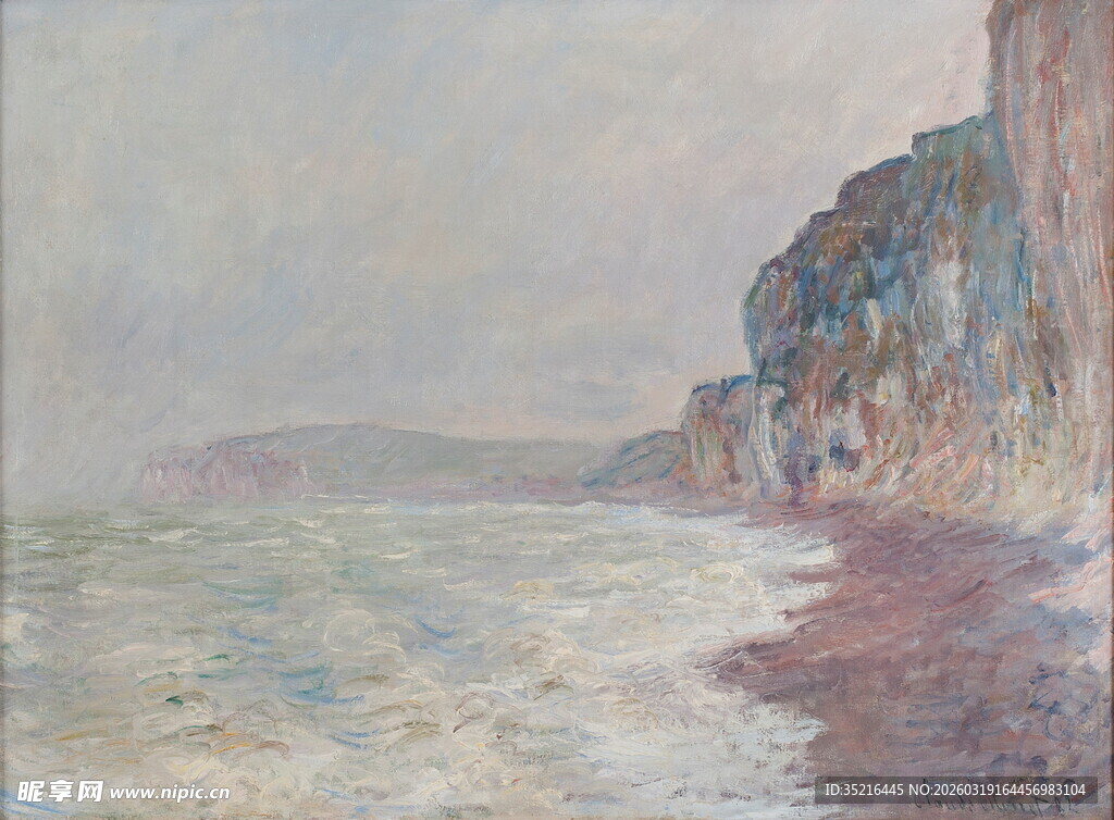 海边崖岸风景油画