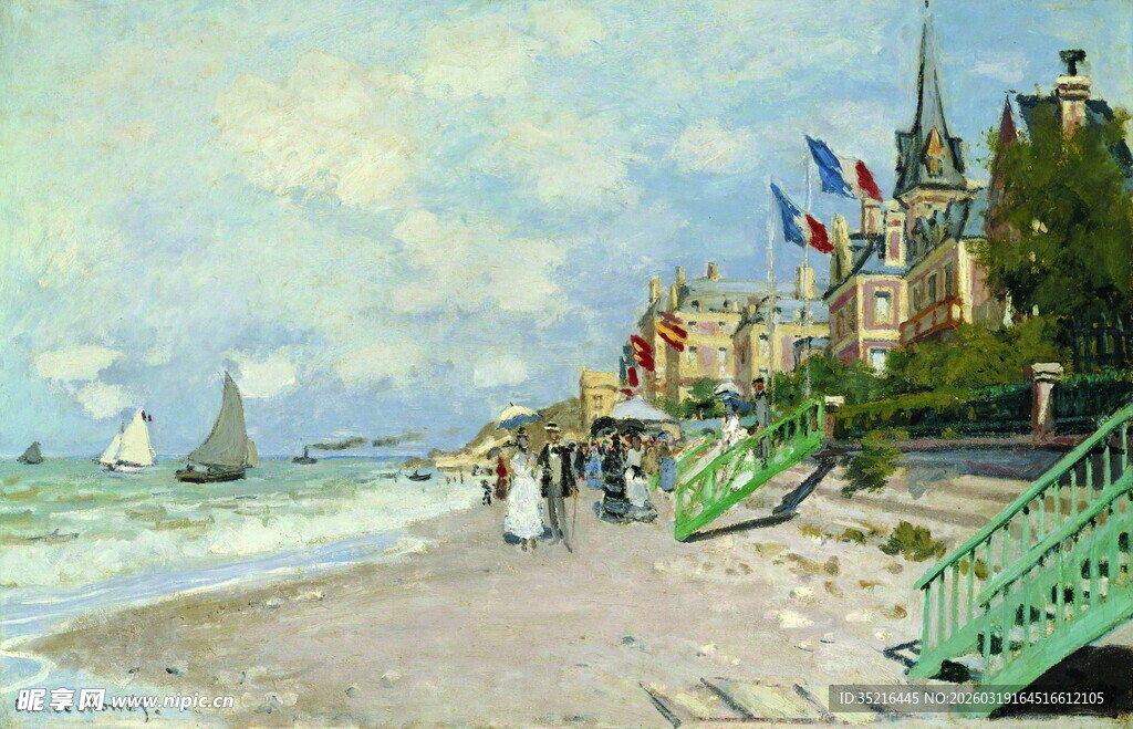 海滨漫步的惬意风景