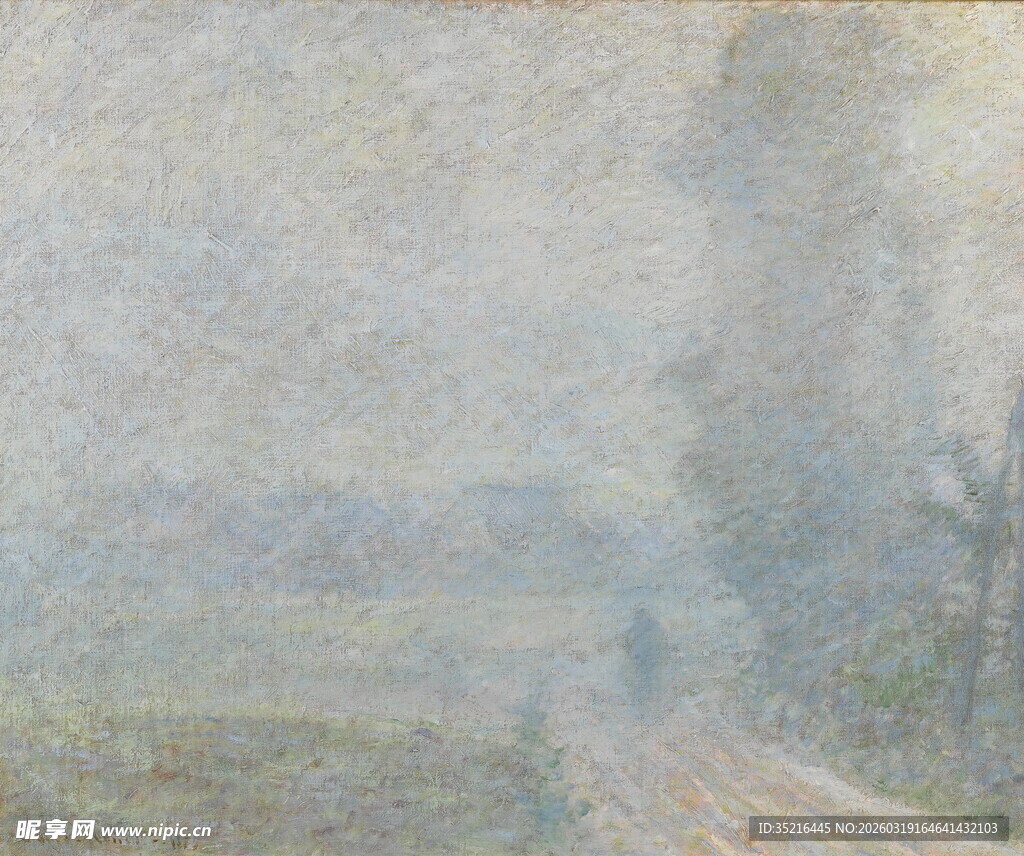 雾中乡间小路风景