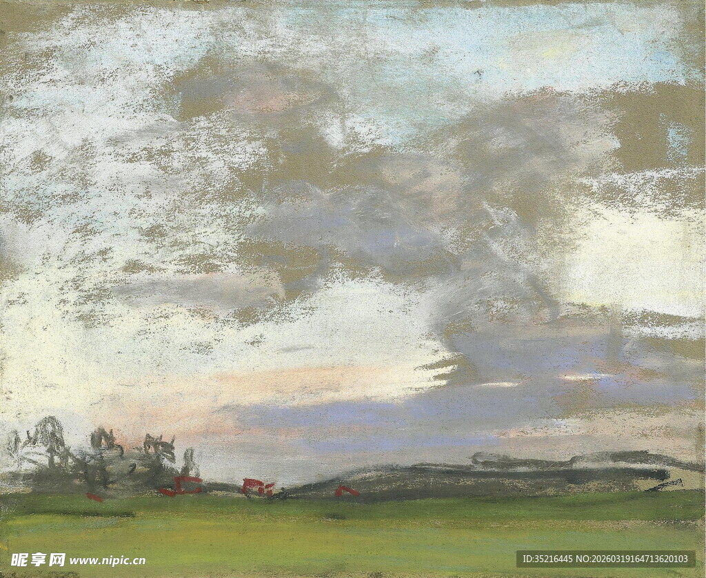 田野上空的多云景致