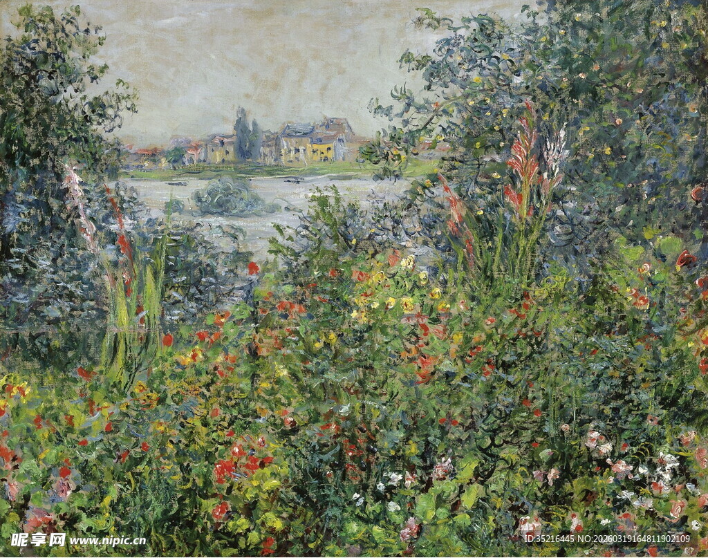 田园花卉风景油画