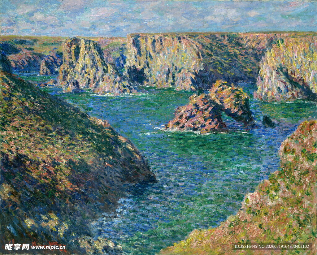 海岸风光油画美景