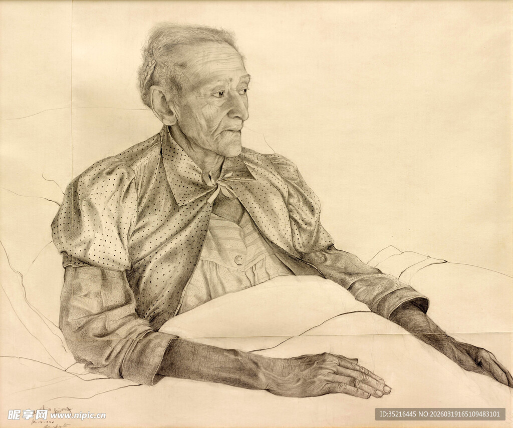 老人坐姿素描