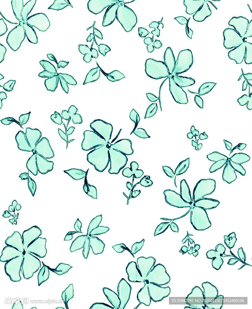 清新手绘四叶草图案背景