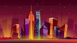绚丽都市夜景插画