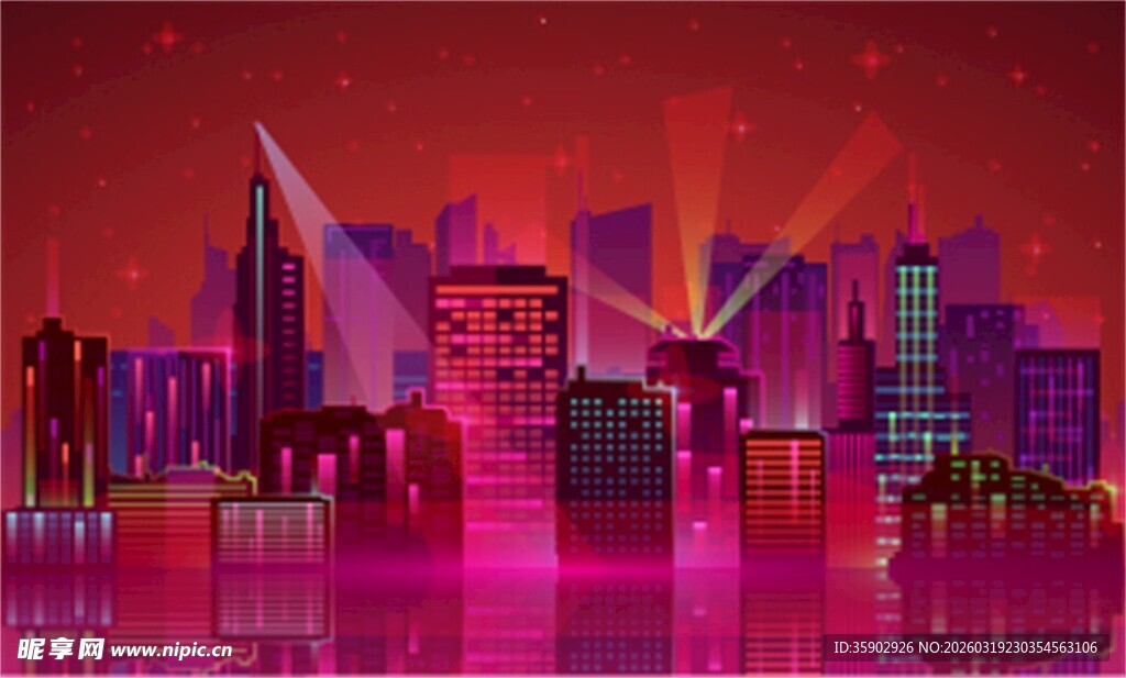 梦幻霓虹城市夜景