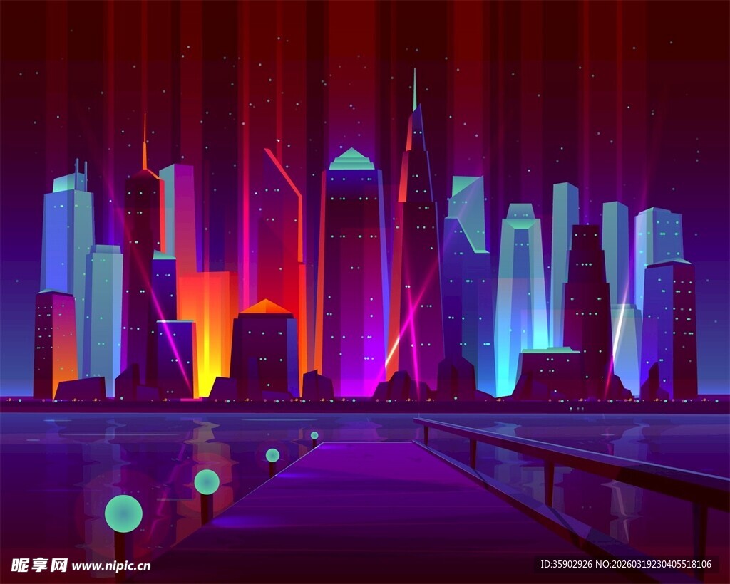 梦幻灯光城市夜景景观