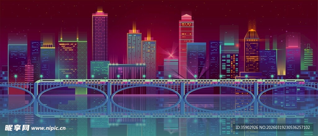 梦幻绚丽的城市夜景