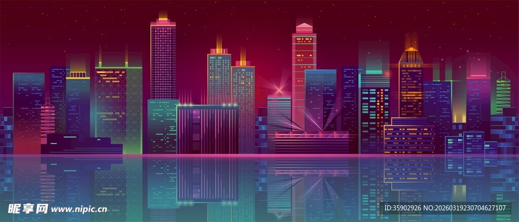 梦幻城市霓虹夜景