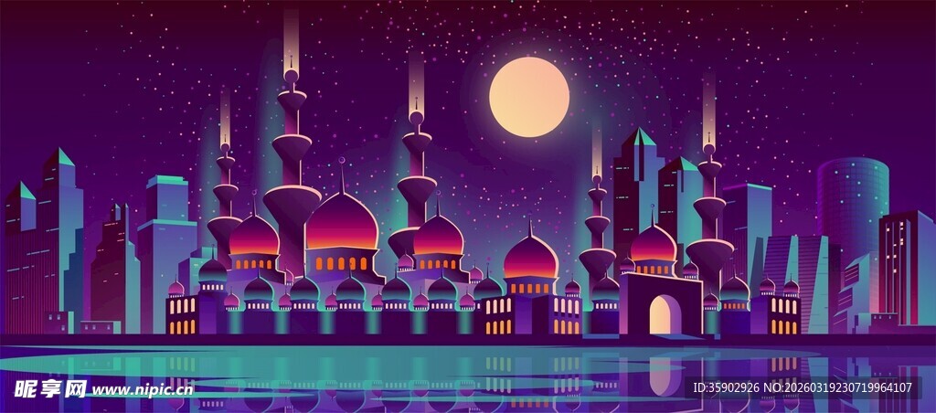 梦幻夜景中的璀璨城堡